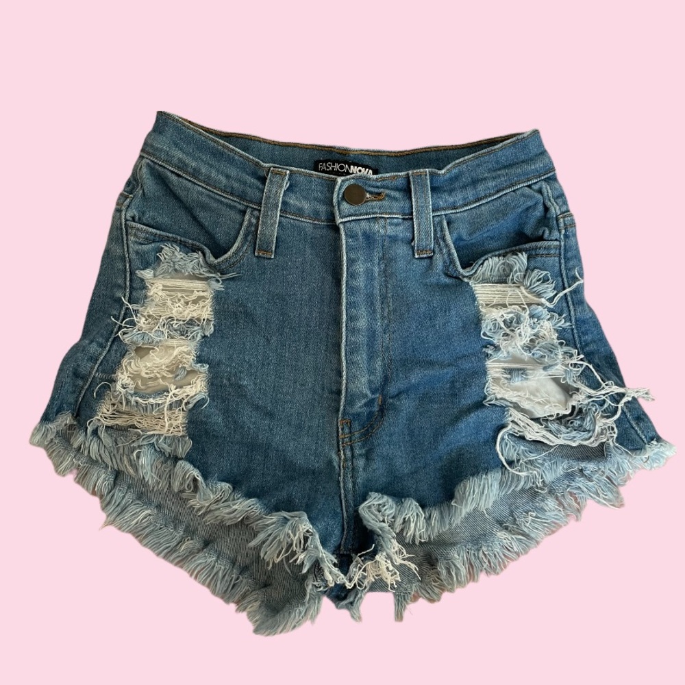 Fashion Nova High Waisted Distressed Shorts